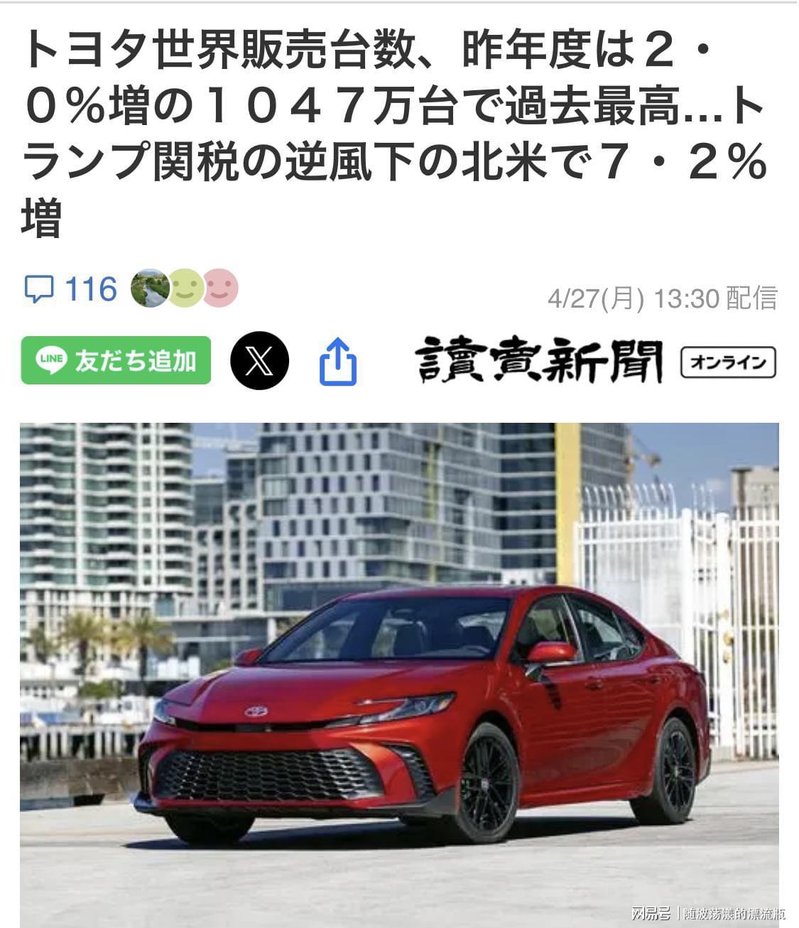 安博体育app下载-日媒：丰田去年全球销量为1128万辆，再创历史新高